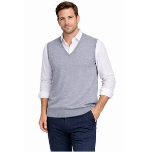 BROOKS BROTHERS 100% Fine Merino Wool Sweater Vest Neutral Grey Men's Medium